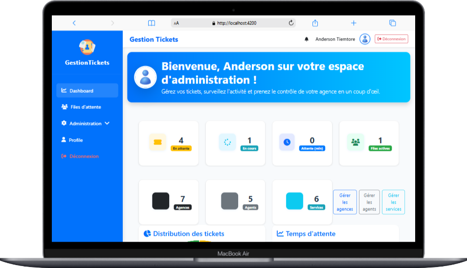 Interface de gestion des tickets